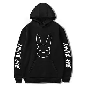 Bad Bunny graphic hoodie sweater black cotton blend